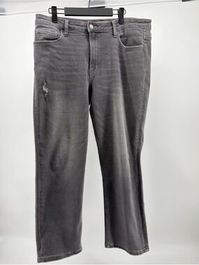 Vervet "Gladness" High Rise Distressed Crop Straight Jeans, Gray, Women's Sz 32